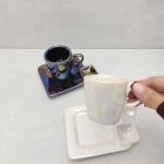 ست فنجان قهوه‌خوری سرامیکی طرح دسته پروانه - تصویر 2