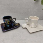 ست فنجان قهوه‌خوری سرامیکی طرح دسته پروانه